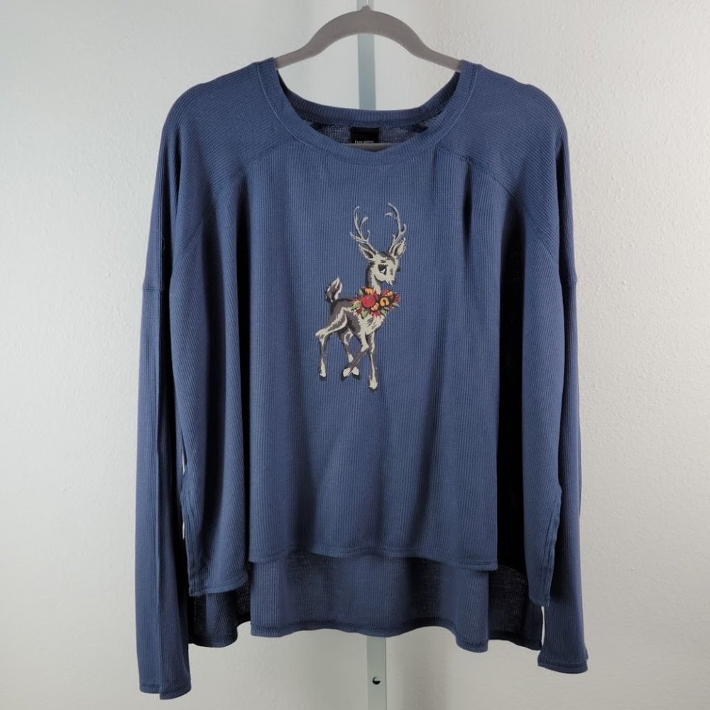 FREE PRESS Flirty Cozy graphic print t-shirt Sz M - Picture 2 of 7